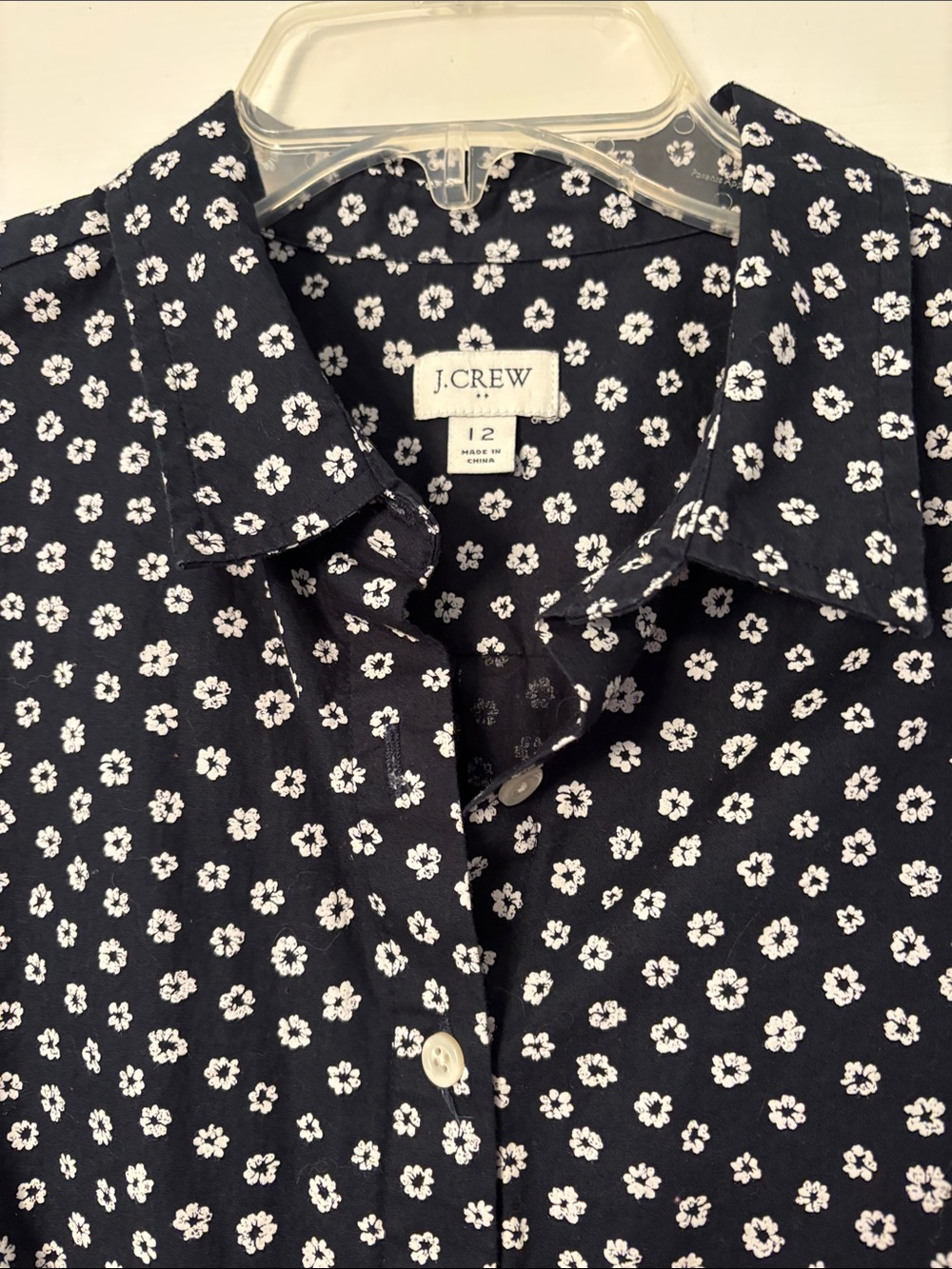 J. Crew Navy Blue Floral Midi Shirt Dress EUC 12 - Picture 4 of 14